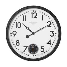 Studio Designs Home Terrace Large 32 Inch Wall Clock With Subdial For Seconds Black