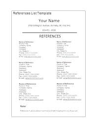 Resume References Template Template For Job References Resume