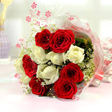 red and white rose bouquet roses to india