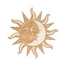 Sun And Moon Face Engraved Wood Sign