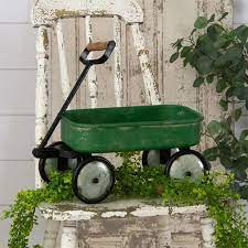 Decorative Green Metal Wagon Antique