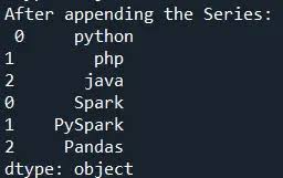 how to append pandas series spark by
