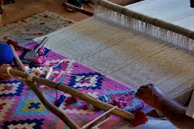 carpet weaving in india stock image