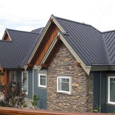 Stick with more blues or greens or even a lighter shade of gray to avoid a sharp contrast with the roof. Standing Seam Interlock Metal Roofing