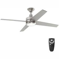 Home Decorators Collection Mercer 52 In Led Indoor Brushed Nickel Ceiling Fan With Light Kit And Remote Control 54725 The Home Depot