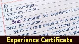 write letter for experience certificate