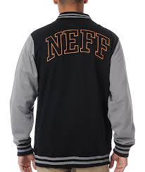 Neff School Black Letterman Fleece Jacket Zumiez