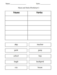 Links a noun to another word. First Grade Grammar Writing Nouns And Verbs Cut And Paste Worksheet Packet