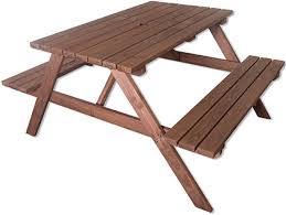 wooden picnic table and bench