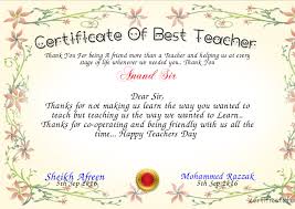 Certificate Of Best Teacher Certificate Created With