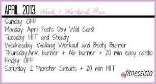 april week 1 workout plan the fitnessista