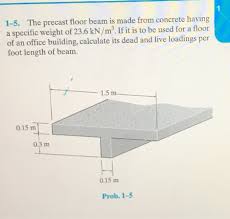 solved 1 5 the precast floor beam is