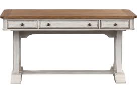 Farmhouse furniture and decor are often made from natural and rustic materials like wood and dark iron or metal. Liberty Furniture Farmhouse Reimagined Relaxed Vintage Writing Desk With 3 Drawers Wayside Furniture Table Desks Writing Desks