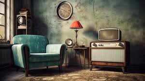 Black Armchair And Vintage Radio