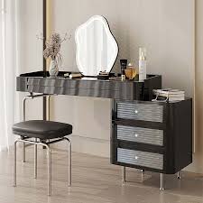 black makeup vanity set with led mirror