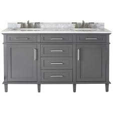 Offering a comprehensive selection of home depot vanity. Home Decorators Collection Sonoma 60 In W X 22 In D Double Bath Vanity In Dark Charcoal With Carrara Marble Top With White Sinks 8105300270 The Home Depot