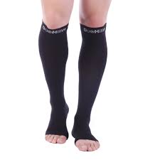 Doc Miller Premium Open Toe Compression Sleeve 1 Pair 30 40mmhg Medical Grade Strong Calf Support Graduated Pressure Sports Running Recovery Shin