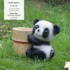 Flower Pot Resin Panda Garden Sculptures