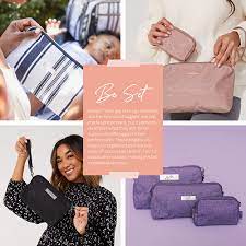 Amazon.com: JuJuBe | Be Set Organization Pouches, Pretty Travel Toiletry  Bag Set for Women, Stylish Party Clutch or Handbag | Olive Chromatics :  Clothing, Shoes & Jewelry