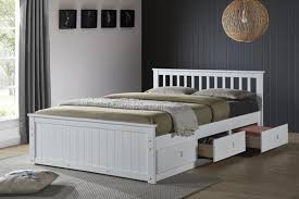 double white wood bed frame 6 storage