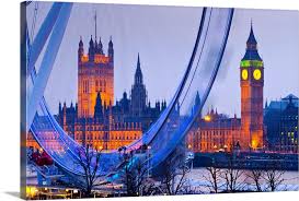Uk England London London Eye And Big Ben Large Solid Faced Canvas Wall Art Print Great Big Canvas
