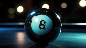 blue billiard ball with a number 8 on