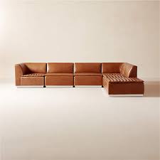 l shaped saddle leather sectional sofa