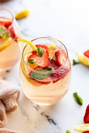 strawberry mint sangria with rosé wine