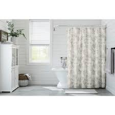 Gray Botanical Fl Shower Curtain