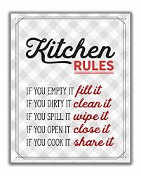 Red Retro Kitchen Rules Wall Art
