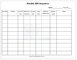Free Printable Bill Organization Bill Payment