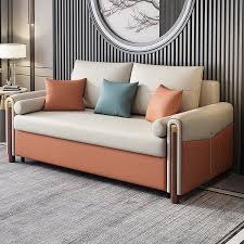 59 White Orange Sleeper Sofa
