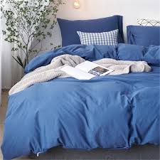 Blue Cotton Bedding Sets 4 Pcs Nordic