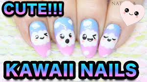 kawaii nail art cute cloud faces