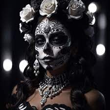 black and white sugar skull makeup dia