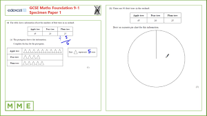 Gcse Maths Edexcel Foundation Specimen Paper 1 Q14 Pie Charts