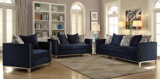 In this living room designed by ashley darryl, white dominates the walls, but it is the sofa that draws attention. Navy Blue Fabric Living Room Sofa Set 3pcs Acme Furniture 52830 Phaedra Phaedra 52830 Set 3
