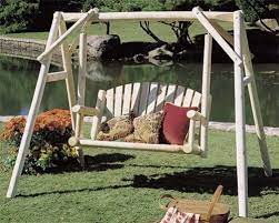 Rustic Porch Swing Stand Set Wood Frame