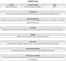 what is a work plan how to make a work