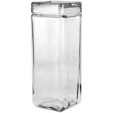 Stackable Square Jar W Glass Cover 2