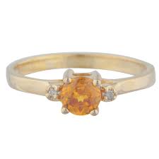 Details About 14kt Gold 0 50 Ct Orange Citrine Diamond Round Ring