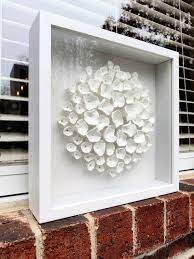 White Flowers Wall Sculpture Framed