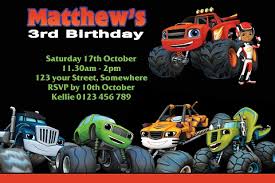 Blaze and the monster machines birthday invitations templates blaze and the monster machines birthday party supplies and is one of the pictures that are related to the picture before in the collection gallery, uploaded by birthdaybuzz.org.you can also look for some pictures that related to birthday invitations by scroll down to collection on below this picture. Personalised Blaze And The Monster Machines Party Invites Invitations 4 Kids