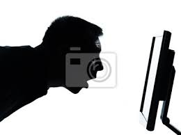 Ein geschäftsmann gesicht silhouette mit computer bildschirm leinwandbilder  • bilder Kopf geschossen, erstaunt, schockiert | myloview.de
