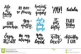 Hand Drawn Quotes Lettering Different Phrases Set About Love