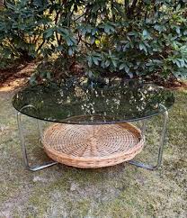 Round Glass Coffee Table With Wicker