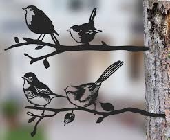 Metal Bird Garden Art Set Outdoor Decor