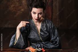 sensual young woman in a geisha asian