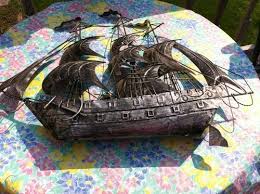 vintage metal ship sculpture nautical
