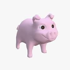3d model cute pig vr ar low poly